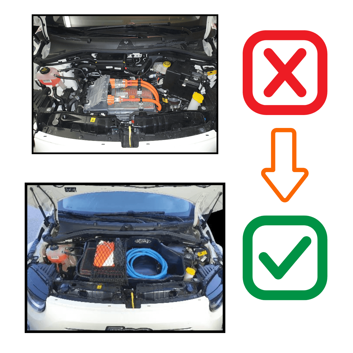 Frunk til Fiat 500e - Nærbillede og detaljer 4 - ev-retrofit.dk